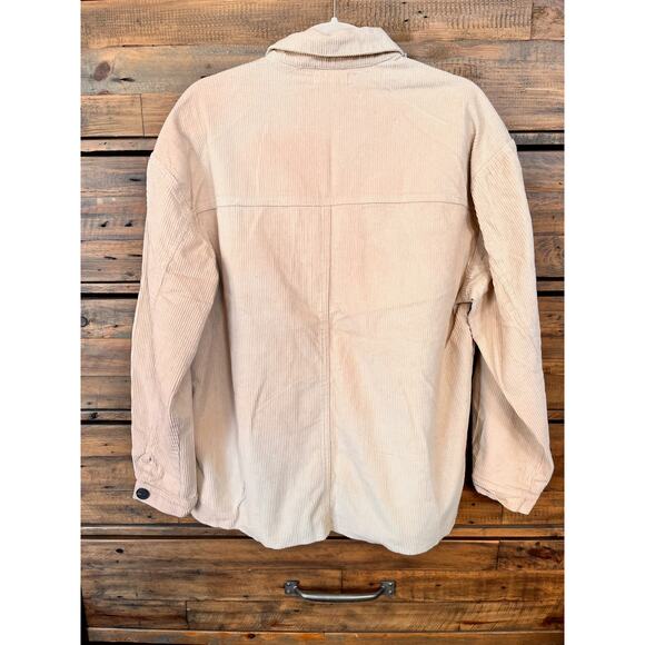ELAN Cassie Button Down Corduroy Shacket Ivory Women's Sz L NWT - Picture 2 of 7